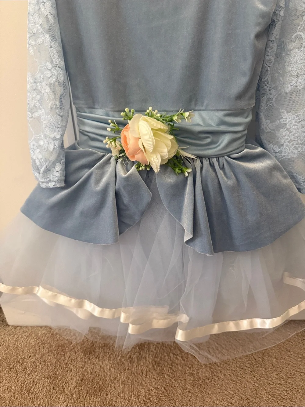 Girls Light Blue Lace & Tulle Princess Ballet Dress